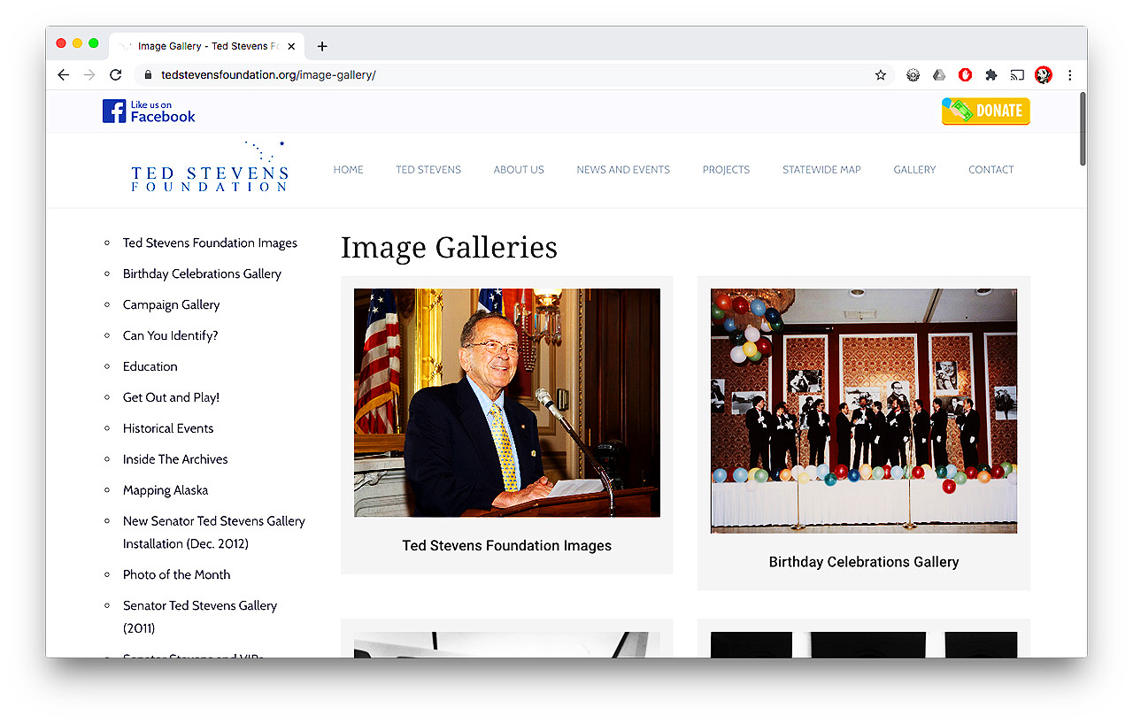 Ted Stevens Foundation Website Portfolio Gallery