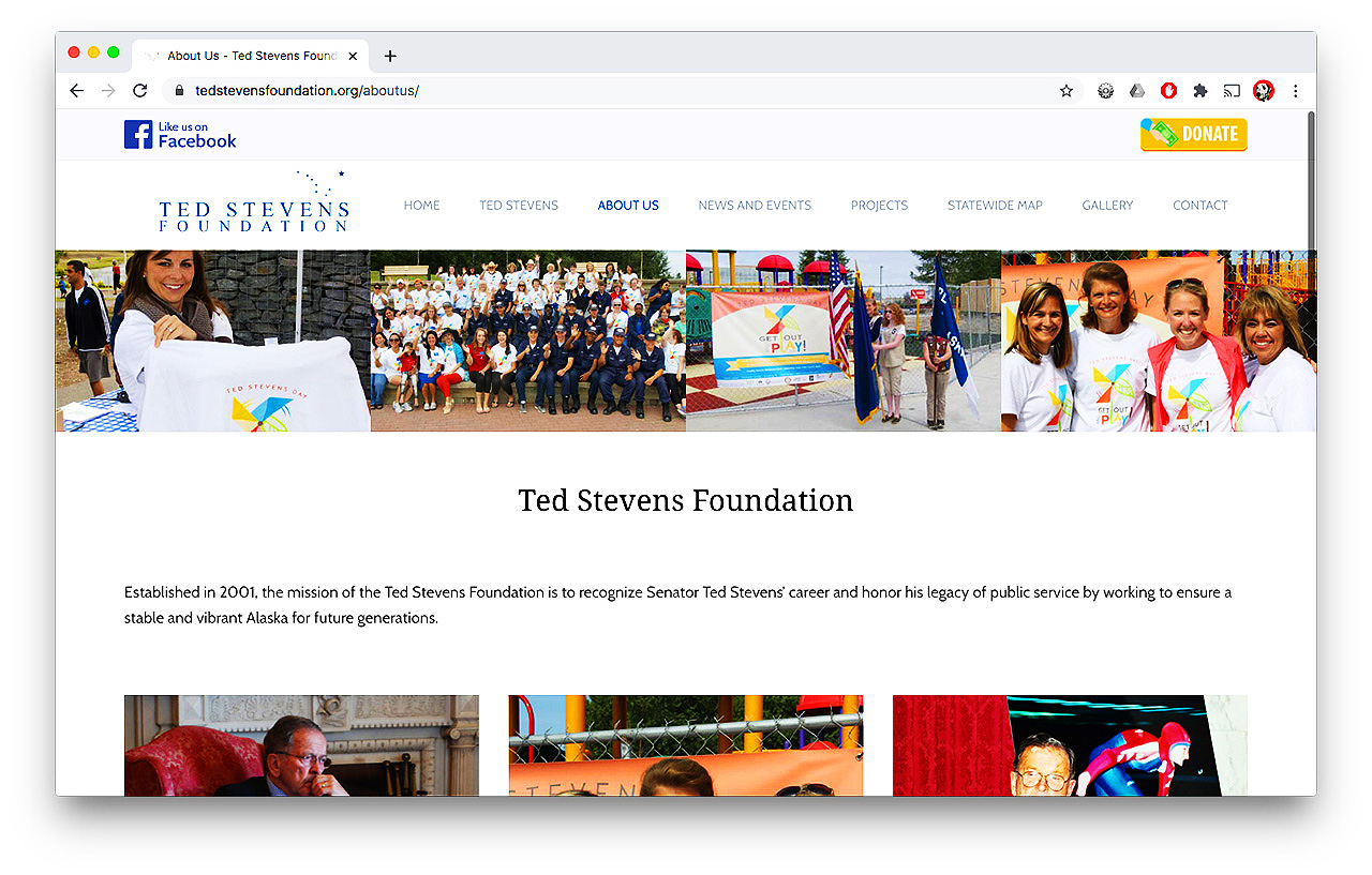 Ted Stevens Foundation Website Portfolio About Us