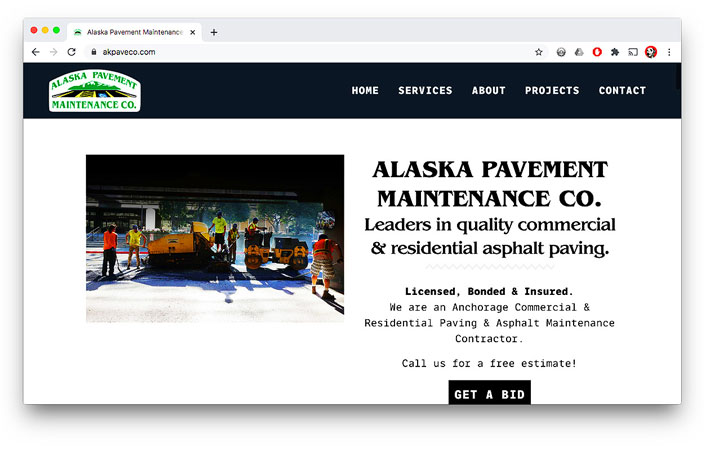 Alaska Pavement Maintenance - Website Portfolio