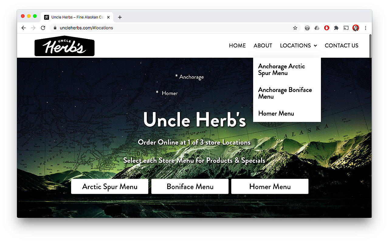 Uncle Herbs Portfolio - Main Page with Dropdown